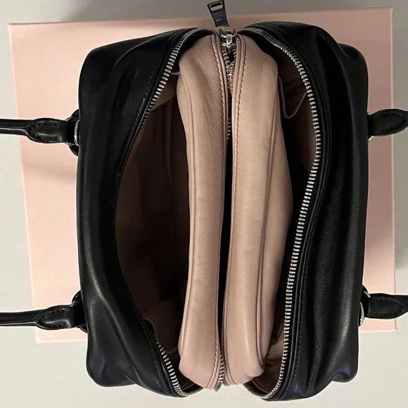 Prada Black Bauletto Saffiano Leather Bag with Soft Pink Calf Leather Interior - Picture 4 of 6